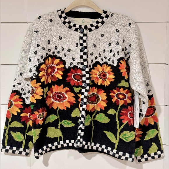NEW Design Options by Philip and Jane Gordon Sunflower Field Cardigan Size M - Picture 1 of 11